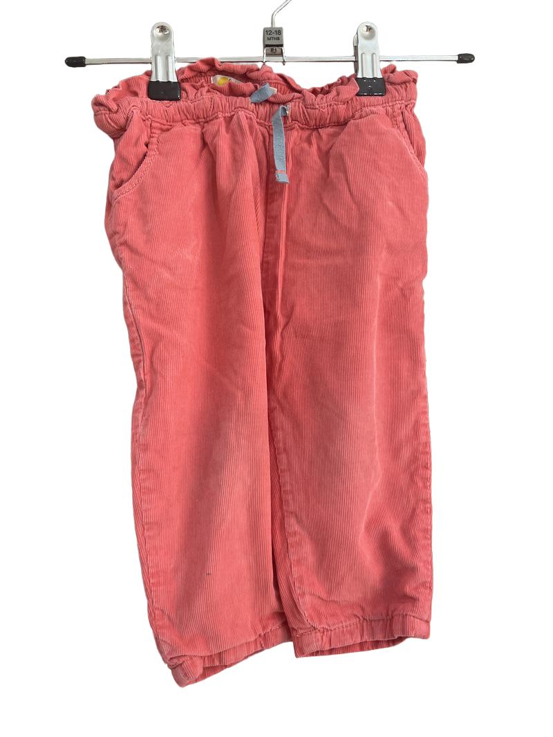Preloved Baby Boden - Pink Corduroy Strawberry Applique Trousers (12-18m)