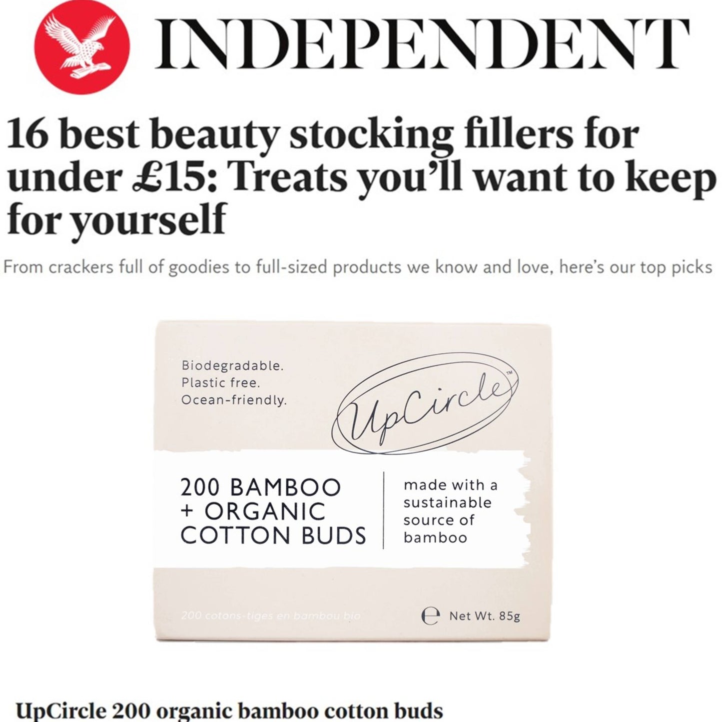 UpCircle Plastic Free + Eco Friendly - Bamboo + Organic Cotton Buds