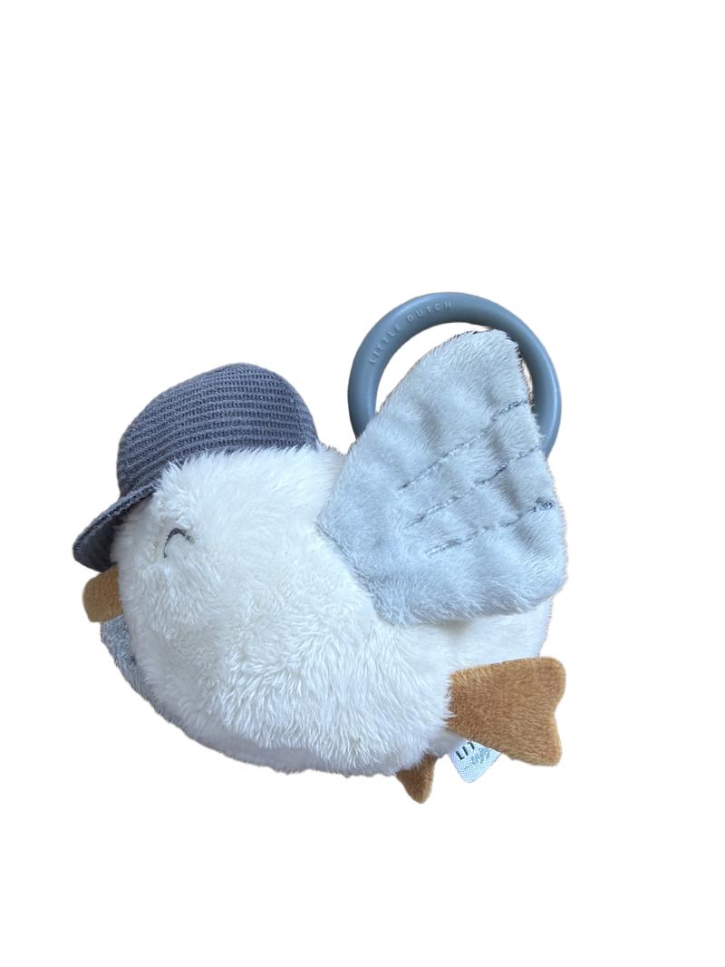 Preloved Toys - White Grey Plush Bird With Cap Vibrating Toy - Little Dutch