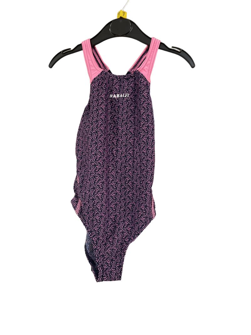 Preloved Naibaiji - Navy Pink Girls One Piece Swimsuit (7-8y) - Swimwear