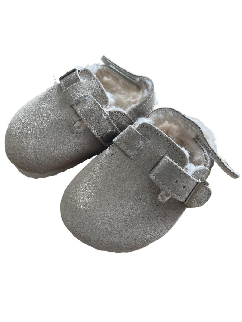 Preloved Next - Neutral Faux Fur Lined Baby Clogs. (3 UK)