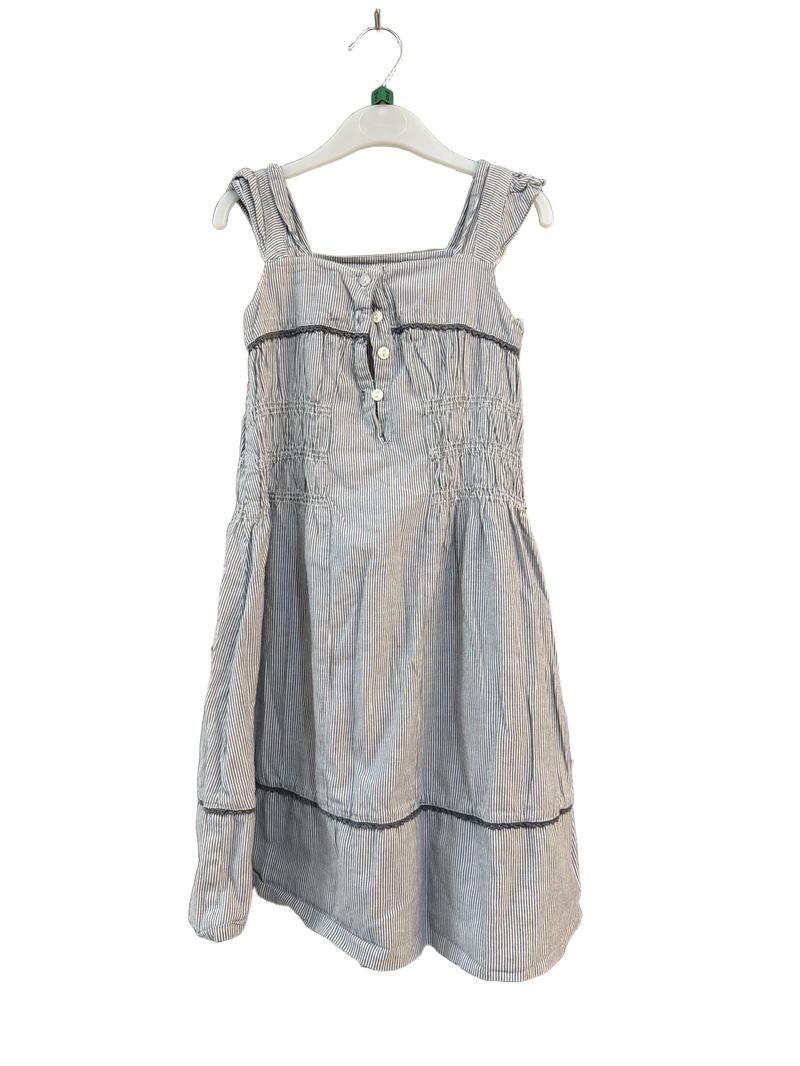 Preloved Marks & Spencer - Blue White Seersucker Sundress With Bow (5-6y)