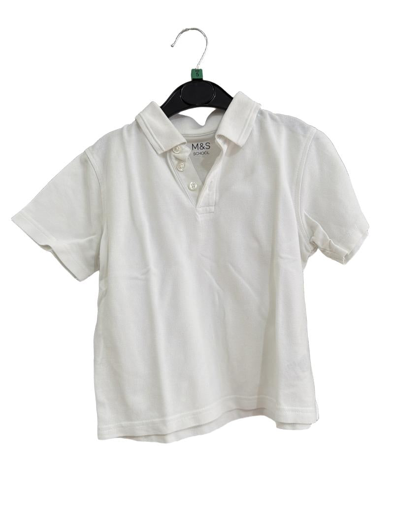 Preloved Marks & Spencer - White School Uniform Polo Shirt 3 (5-6y)