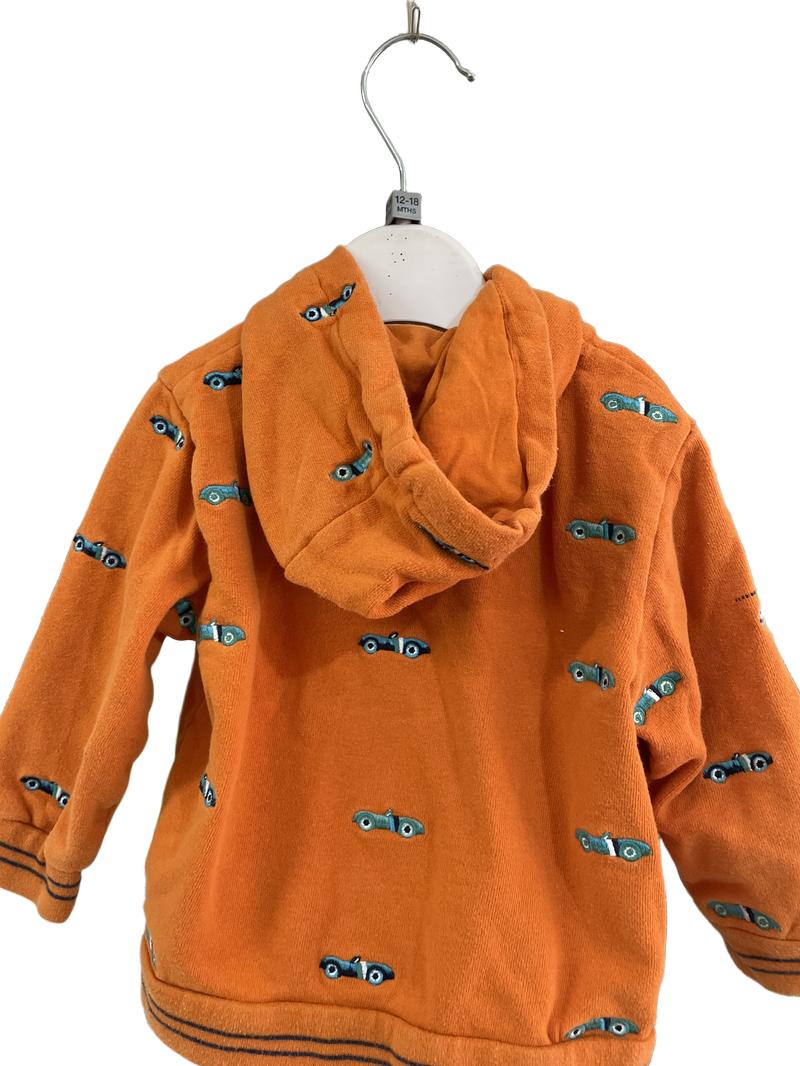 Preloved Baker Baby - Orange Car Zip Hoodie (12-18m)