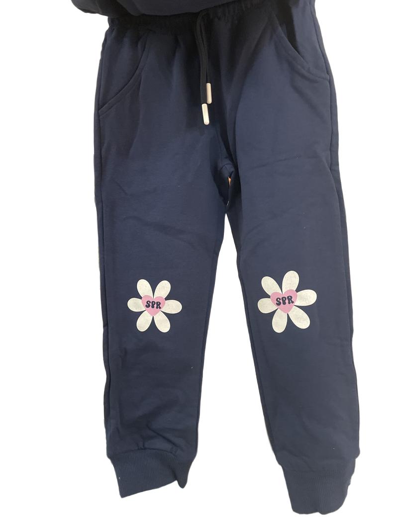 Preloved Sprint Wear - Navy Flower Jumper And Joggers Set (4y)