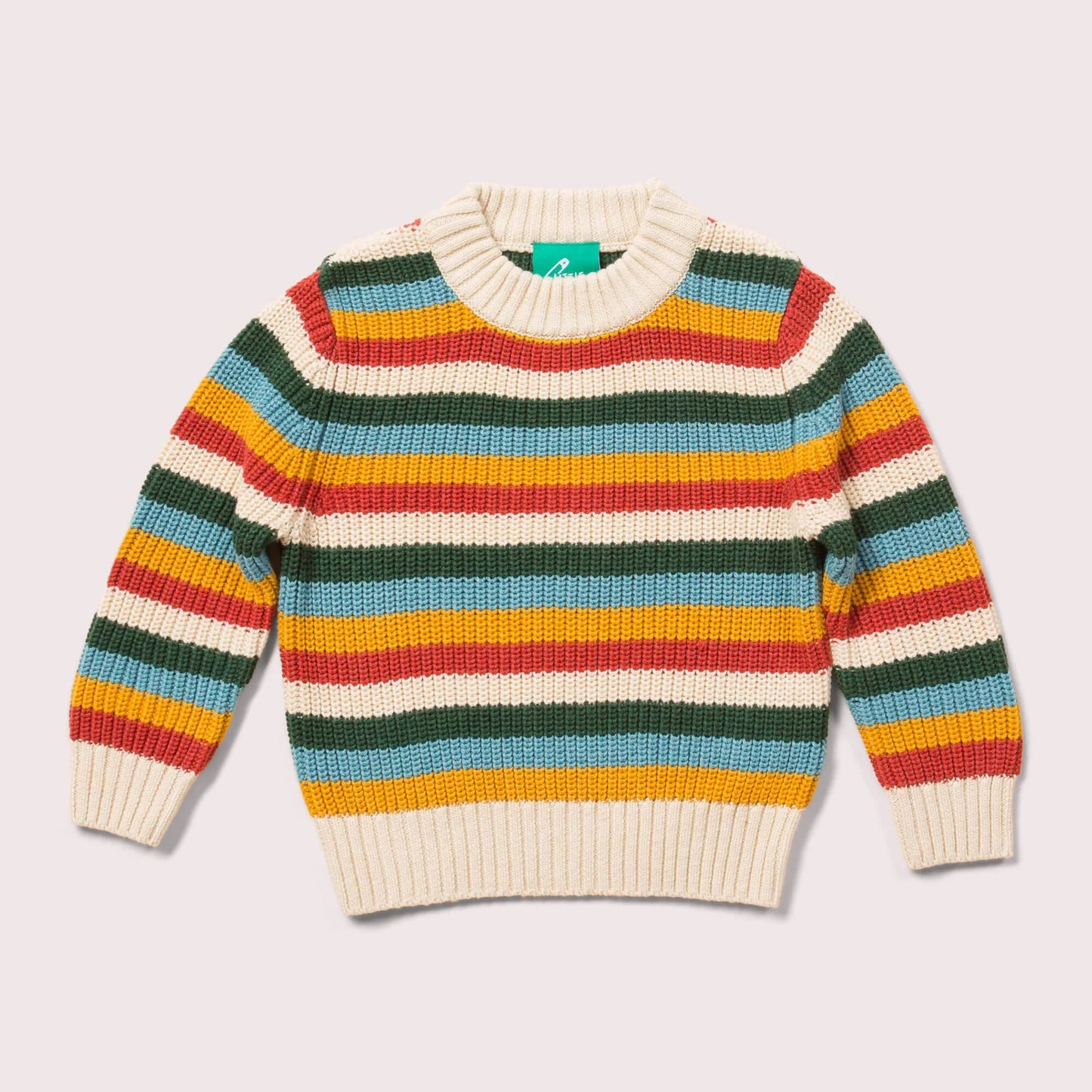 Little Green Radicals From One To Another Rainbow Striped Snuggly Knitted Jumper