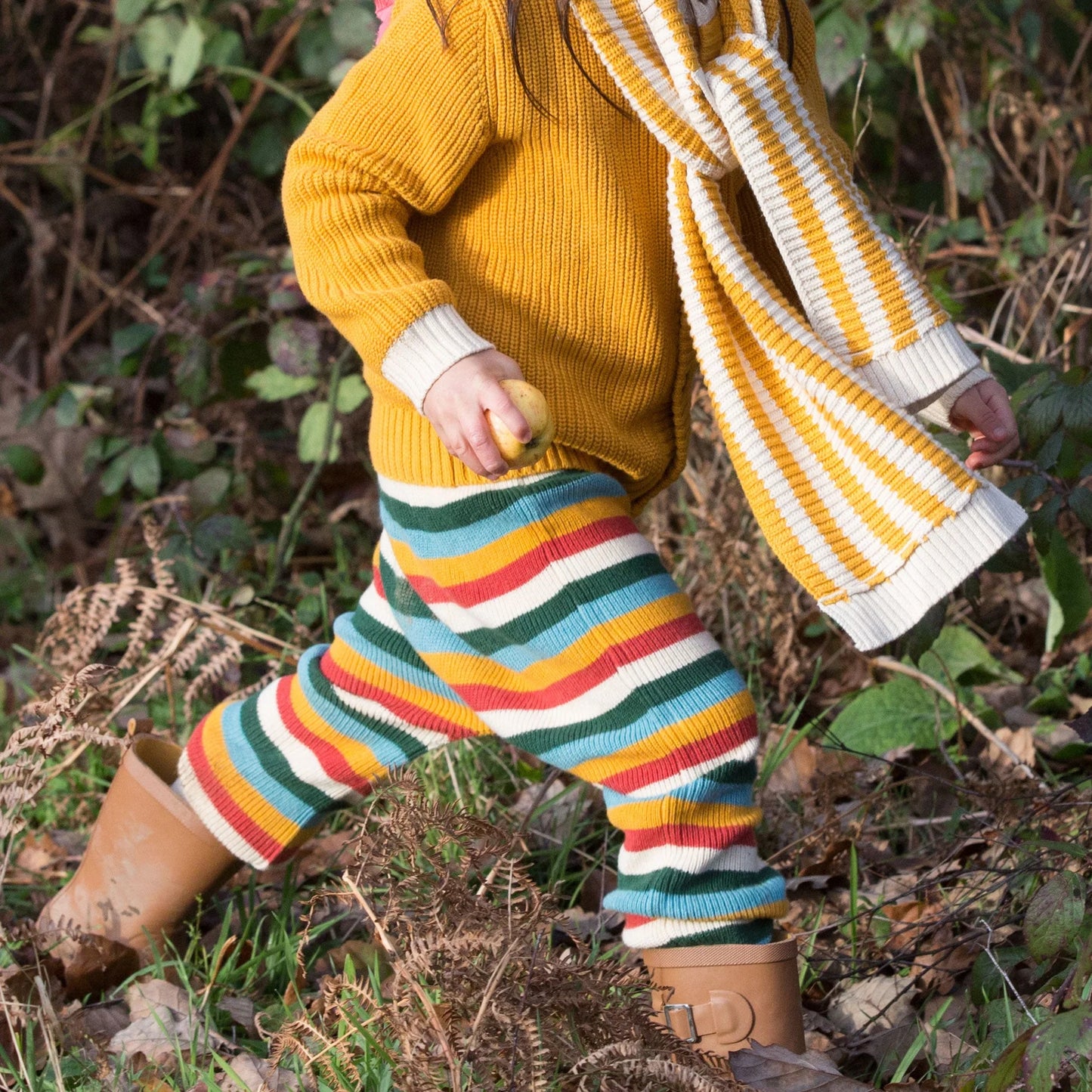 Little Green Radicals Rainbow Striped Knitted Joggers