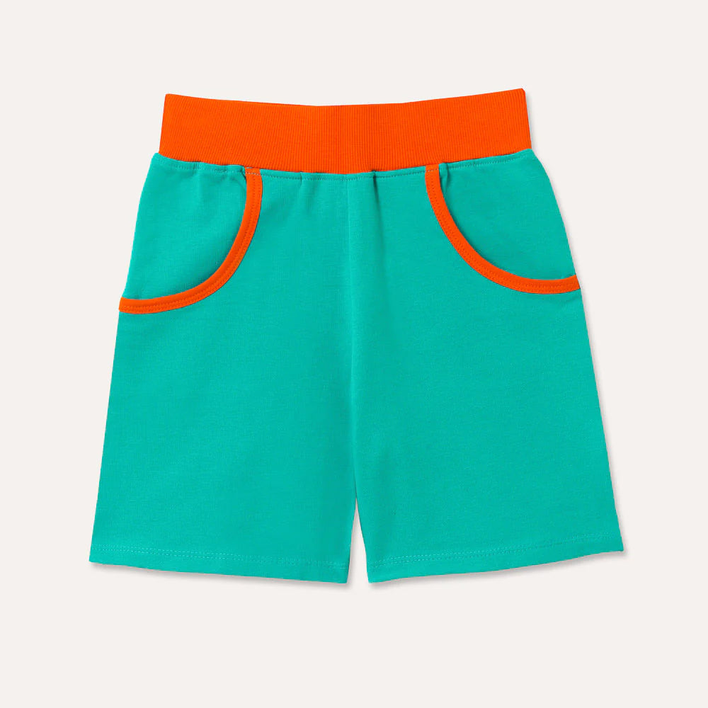 Ducky Zebra Organic Cotton Turquoise Shorts with Pockets