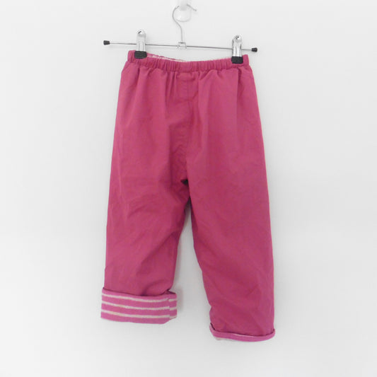 Preloved Jojo Maman Bebe Pink Waterproof Reversible Trousers 3-4y