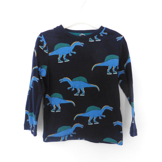 Preloved M&S Navy Long Sleeve Top with Dinosaurs 2-3y