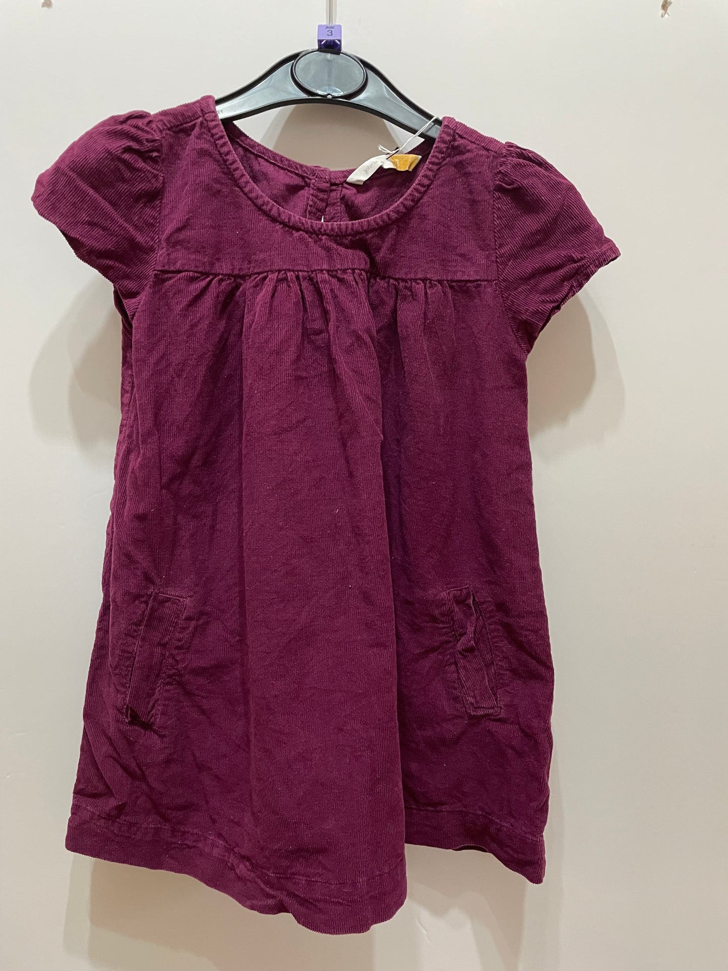 John Lewis cranberry corduroy SS dress, 3y