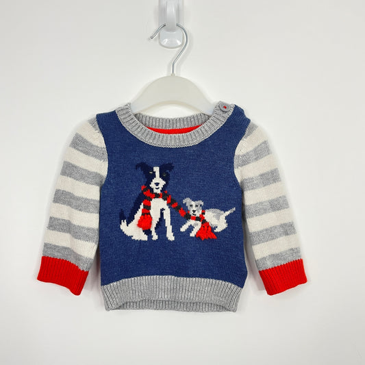 Preloved Boden Jumper Blue with dogs 0-3m