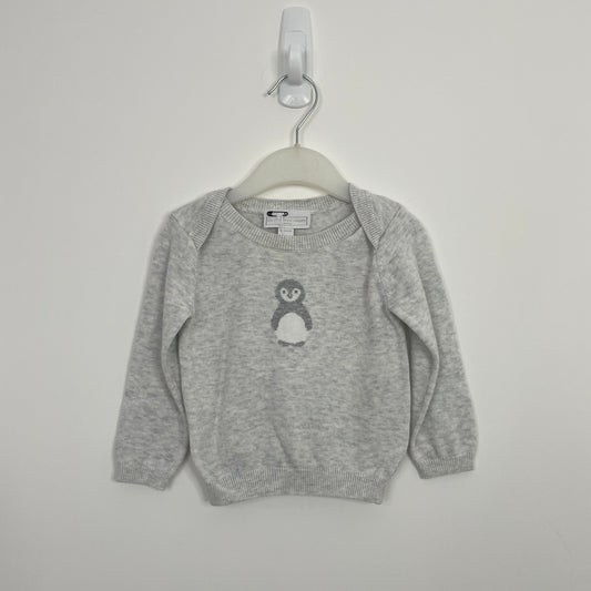 Preloved The Little White Company Grey Jumper with Penguin 6-9m