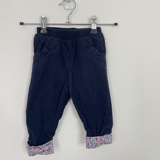 Preloved Jojo Maman Bebe Navy Cord Lined Trousers 6-12m