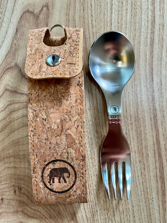 Stainless Steel Spork with Cork Pouch