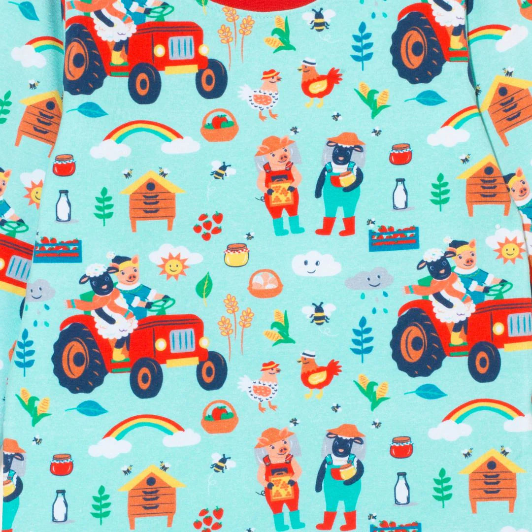 Ducky Zebra Organic Cotton Pyjamas with Fun Farmyard Print