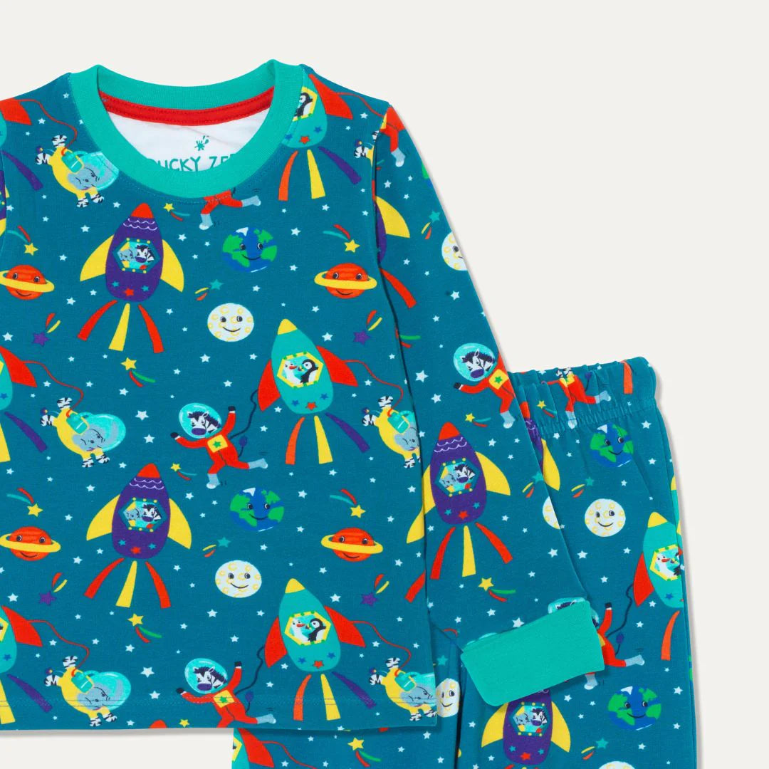 Ducky Zebra Organic Cotton Pyjamas with Space Adventure Print