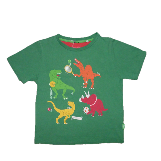 Preloved KITE Green T-Shirt with Dinosaurs  6y