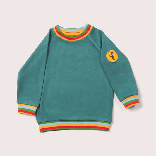 Little Green Radicals Teal Marl Rainbow Raglan Sweatshirt