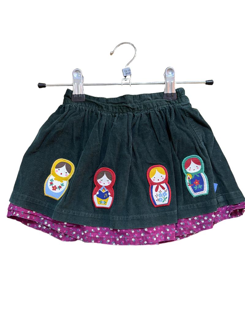 Preloved Little Bird - Green Corduroy Russian Doll Skirt (12-18m)