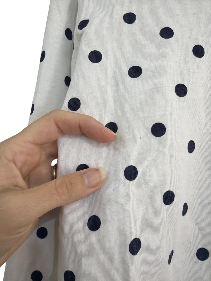 Preloved Sinsay - White Blue Polka Dot Long-sleeved T Shirt (7-8y)