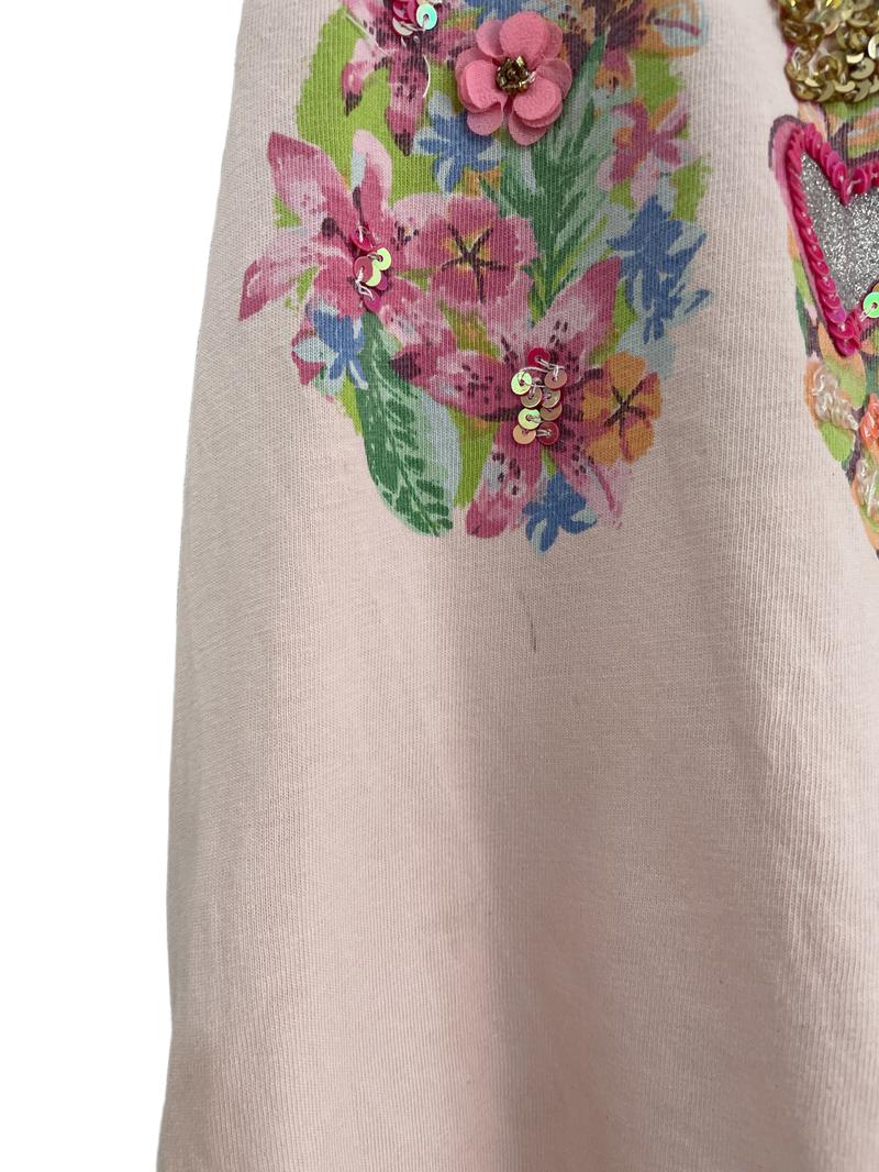 Preloved Monsoon - Pink Pineapple Sequin T Shirt (7-8y)