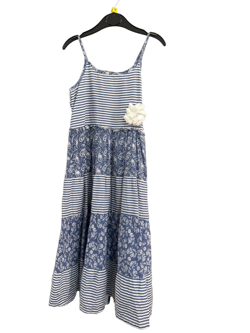 Preloved OVS - Blue White Tiered Strappy Sundress (7-8y)
