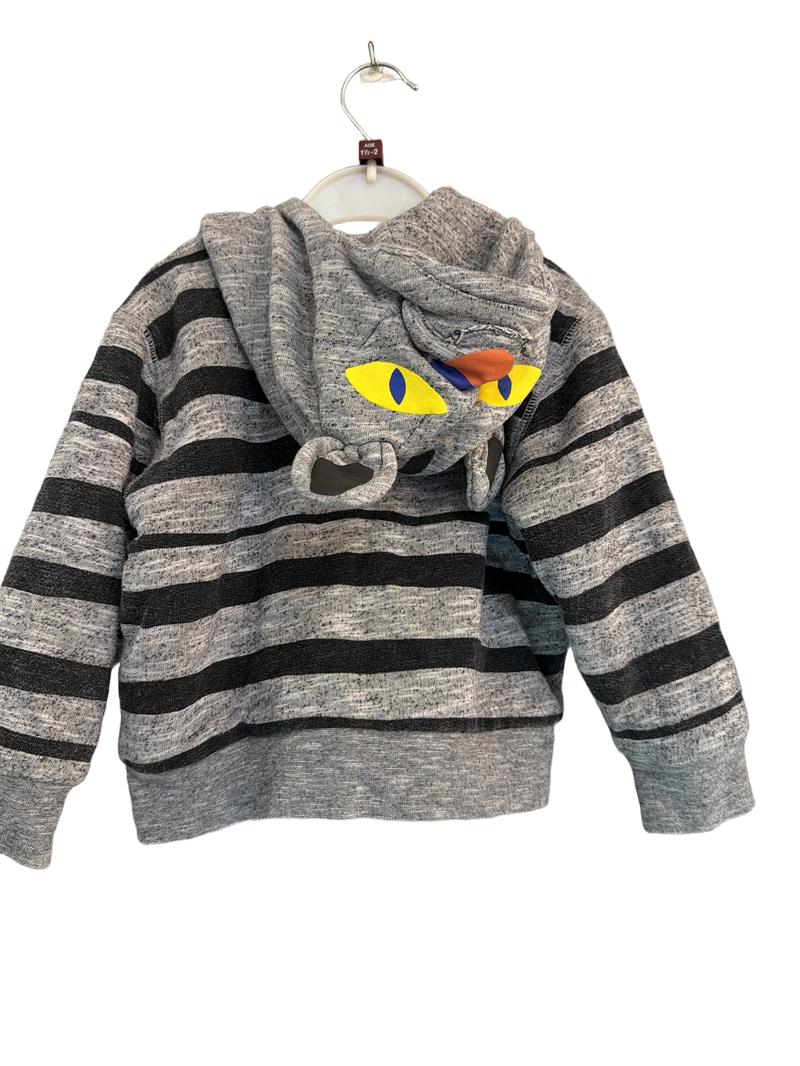 Preloved Stella McCartney - Gray Striped Fleece-lined Zip Hoodie (18-24m)