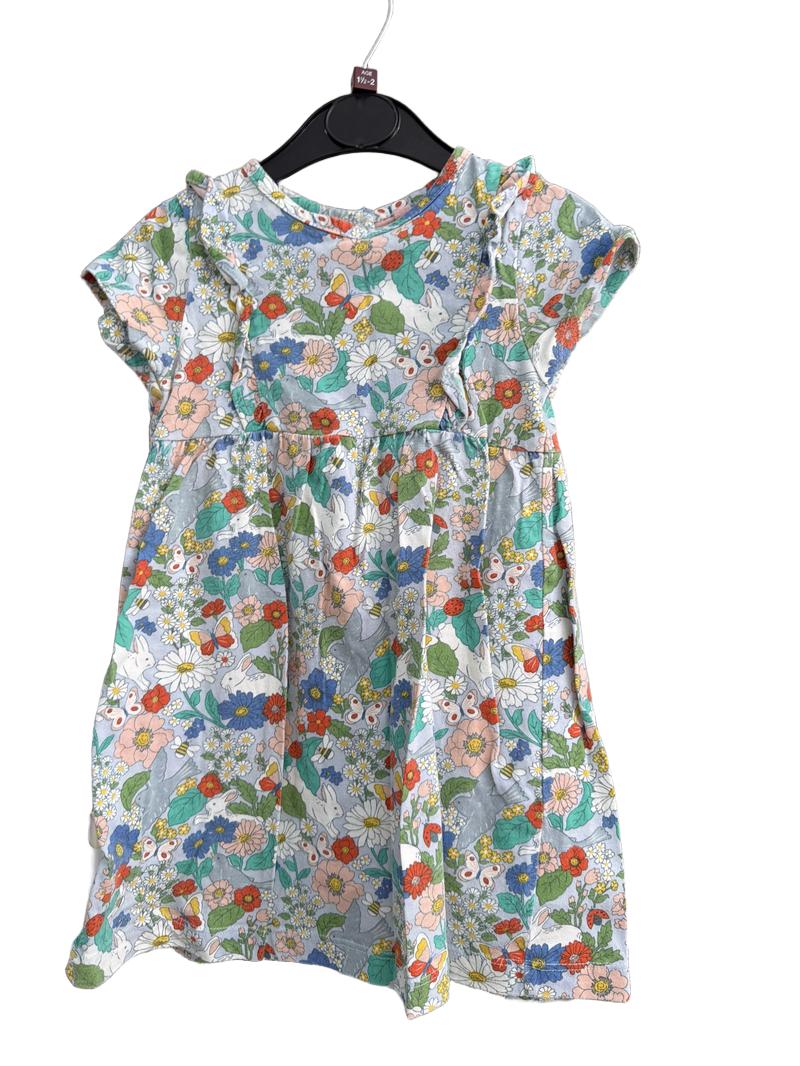 Preloved Baby Boden - Multicolour Wildlife Flowers Print Short-sleeved Dress (18-24m)