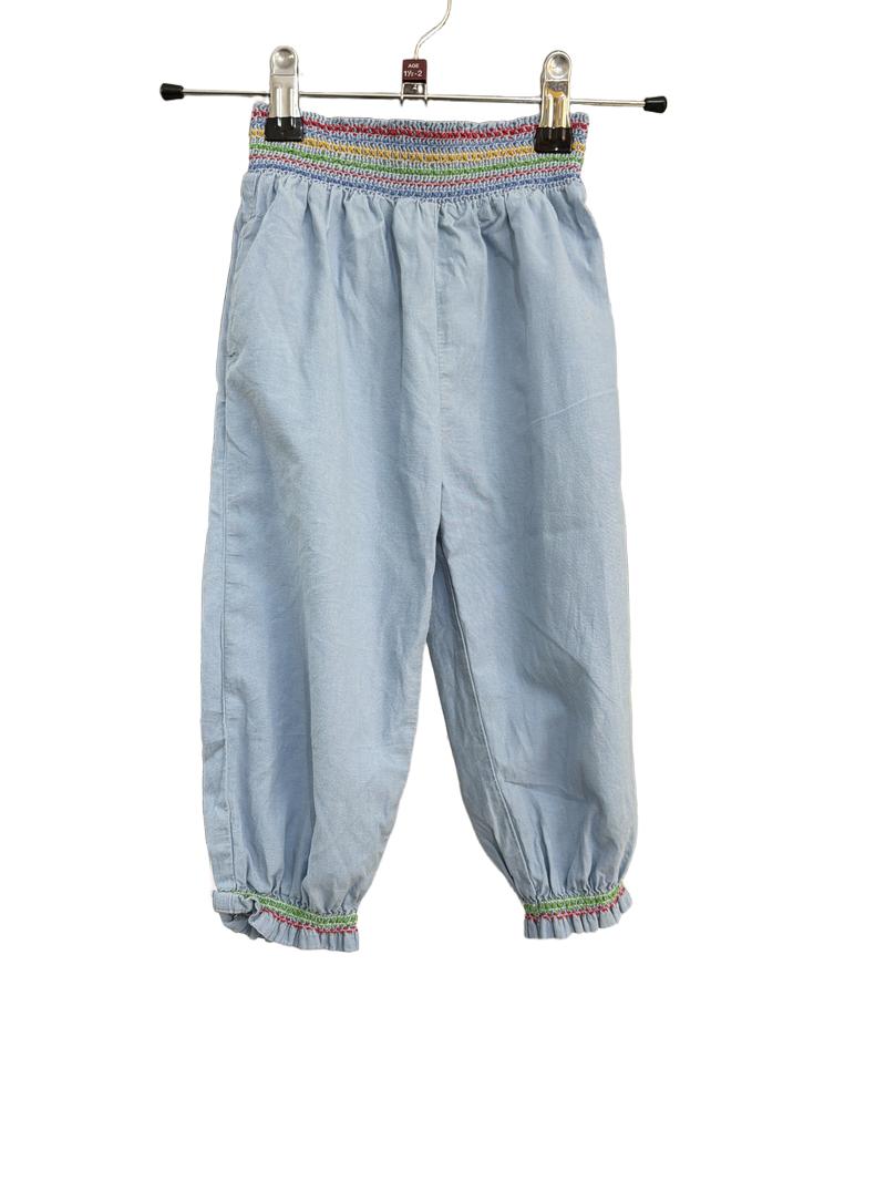 Preloved Frugi - Blue Chambray Smocked Top Harem Trousers (18-24m)