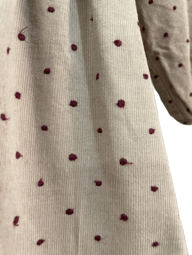 Preloved Marks & Spencer - Dusty Rose Pink Long-sleeved Corduroy Polka Dot Dress (6-9m)