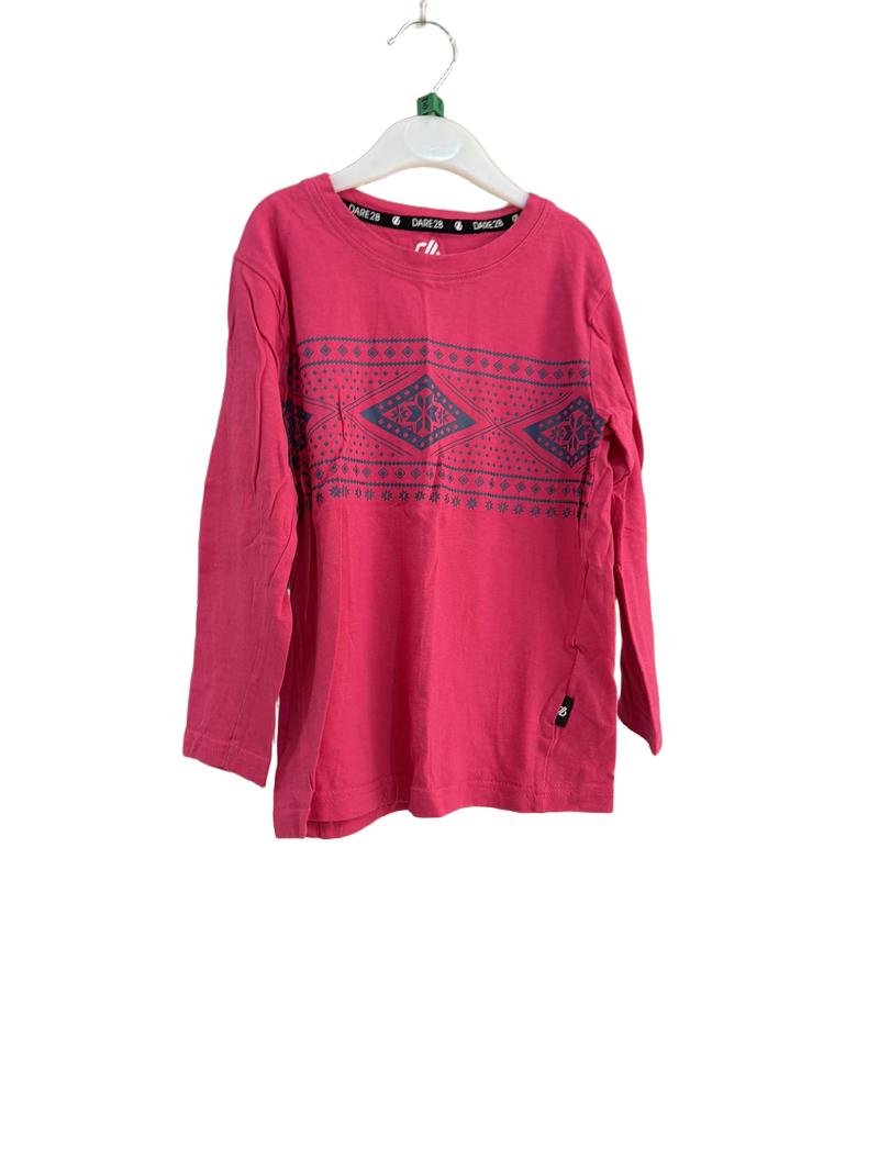 Preloved Dare 2b - Pink Fair Isle Print Long-sleeved T Shirt (5-6y)