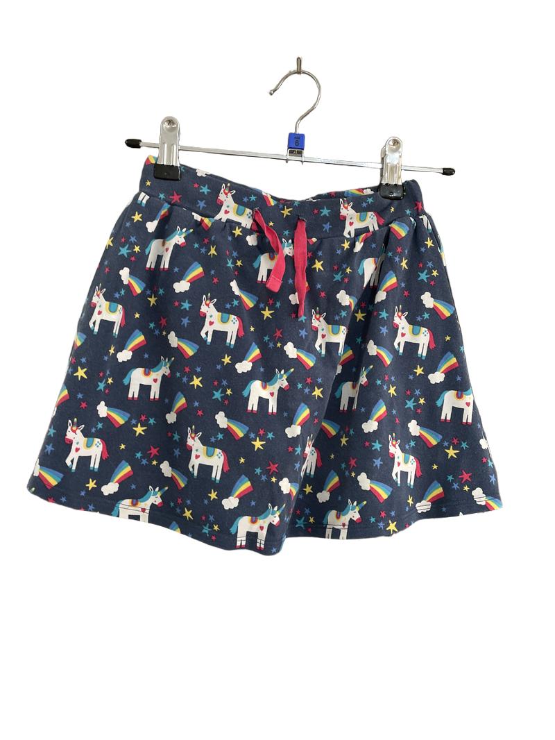 Preloved Frugi - Navy Unicorn Rainbow Skort (6-7y)
