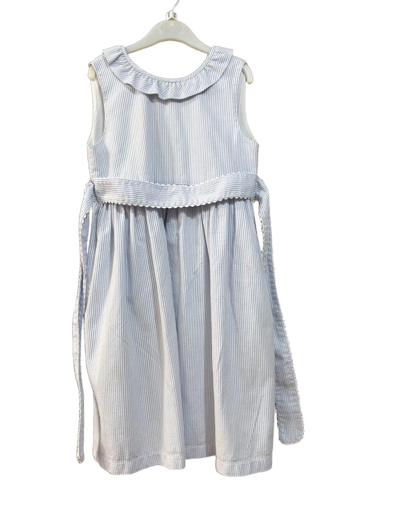 Preloved Confiture - Blue White Pinstripe Sleeveless Dress (8-9y)
