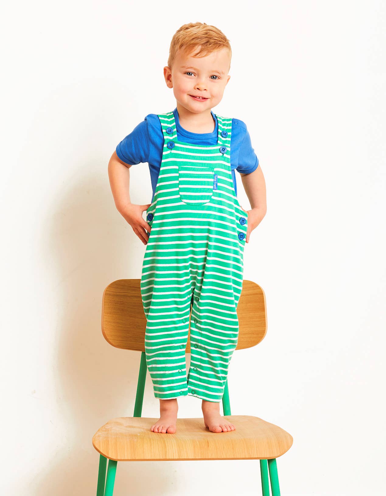Organic Blue Basic Short-Sleeved T-Shirt