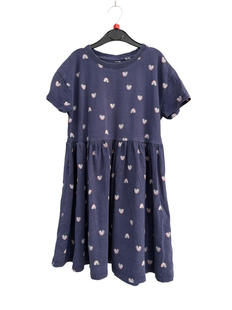 Preloved John Lewis - Navy Rainbow Short-sleeved Dress (8-9y)