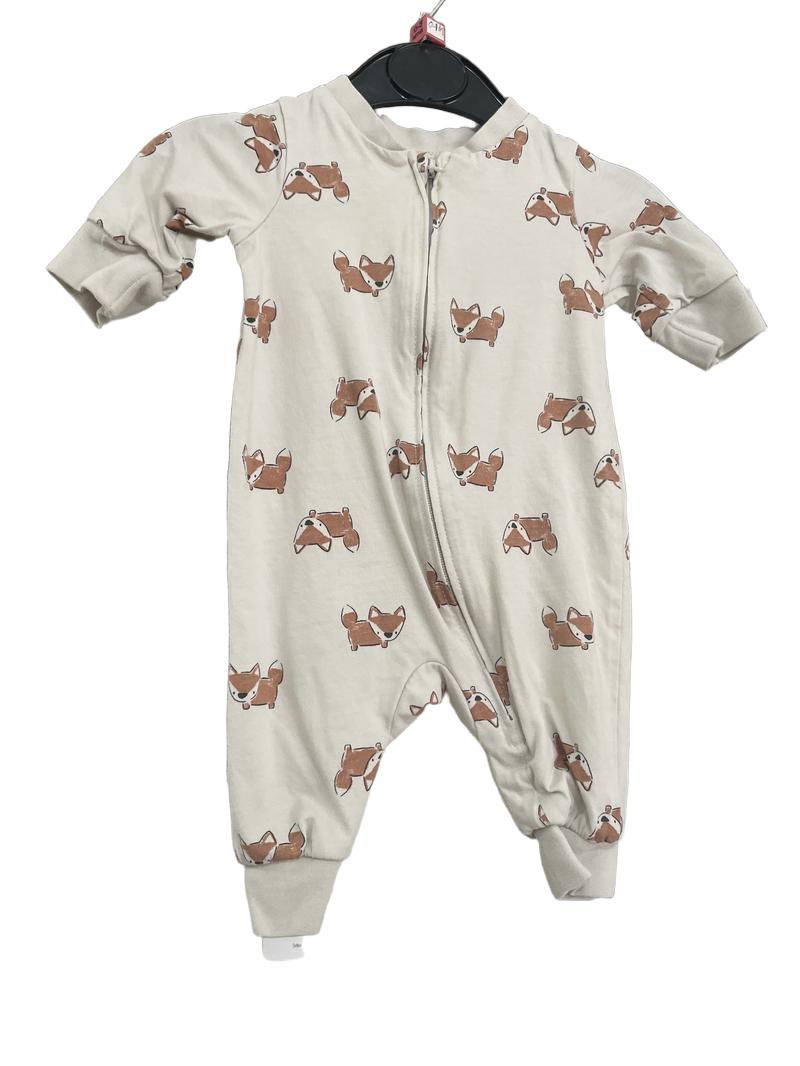 Preloved H&M - White Zip Up Onesie With Fox Print. (0-1m)