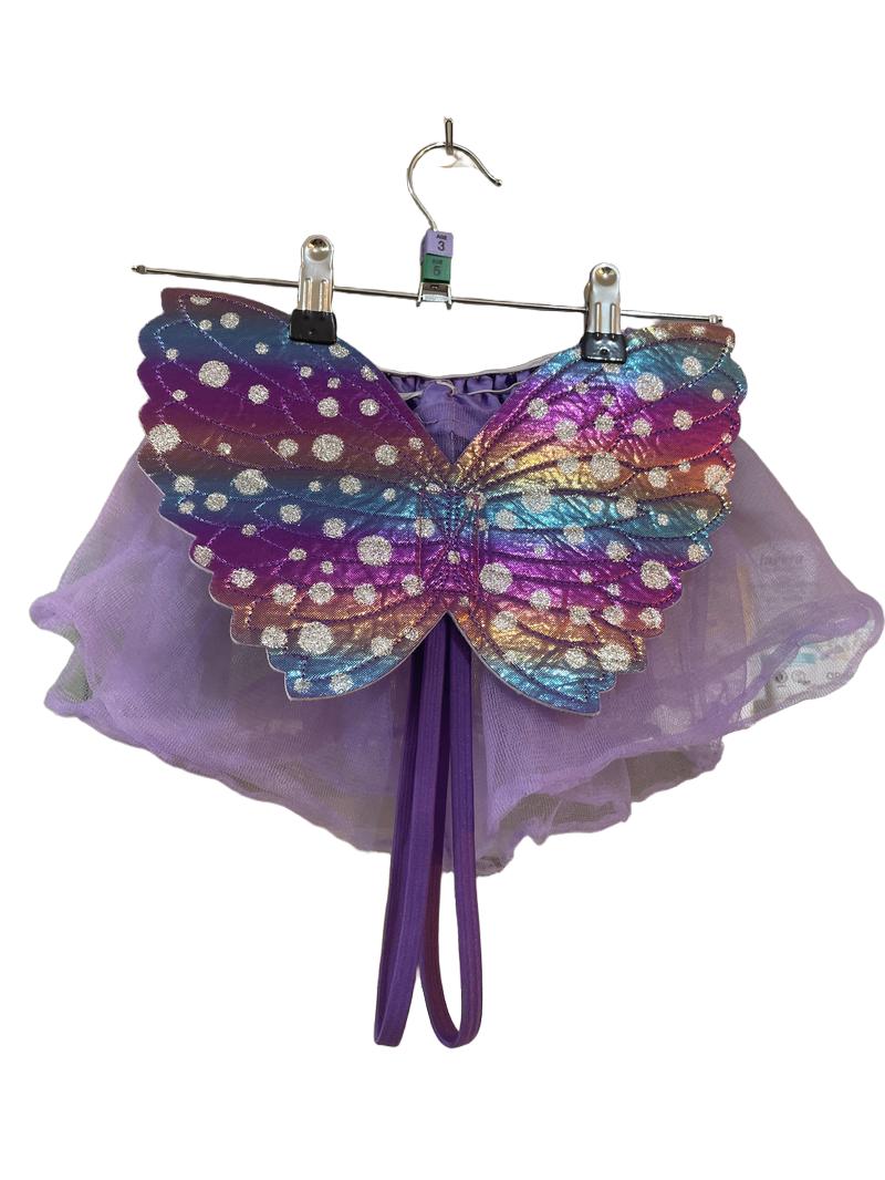 Preloved Unknown Brand - Purple Skirt And Sparkle Rainbow Fairy Wings Costume. (3-4y, 4-5y, 5-6y)