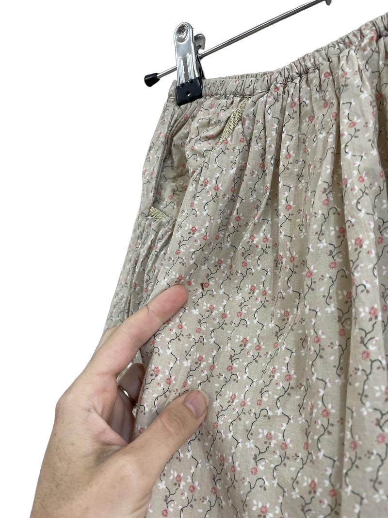 Preloved Ilovegorgeous - Beige Pink Floral Ditsy Cotton Skirt (6-7y)