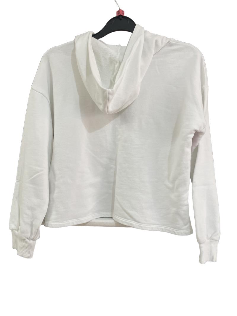 Preloved United Colors Of Benetton - White Hoodie With Pink Benetton United Colors Writing (10-11y)