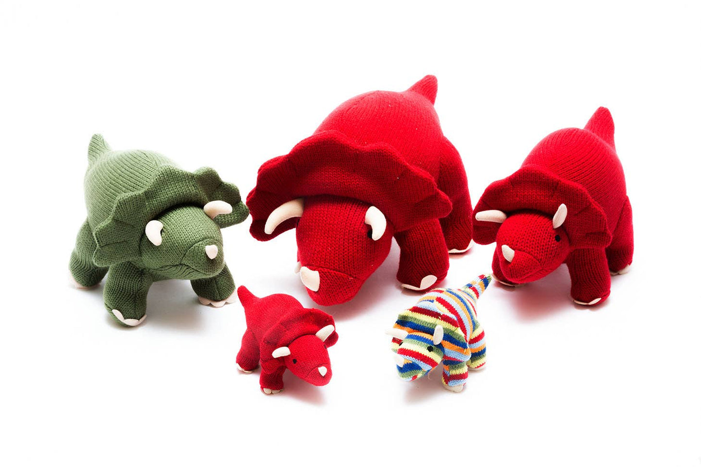 Dinosaur Teddy, Knitted Red Triceratops Soft Toy