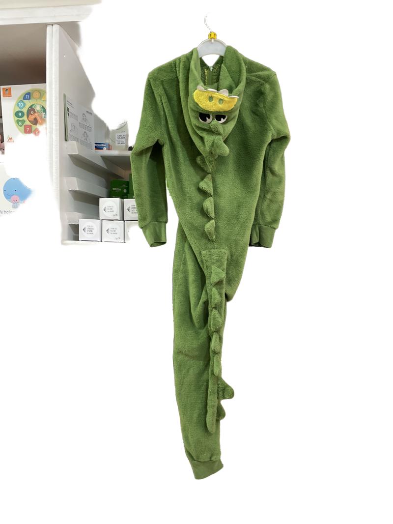 Preloved Zoozi - Green Monster Reptile Fleece Onesie (7-8y)