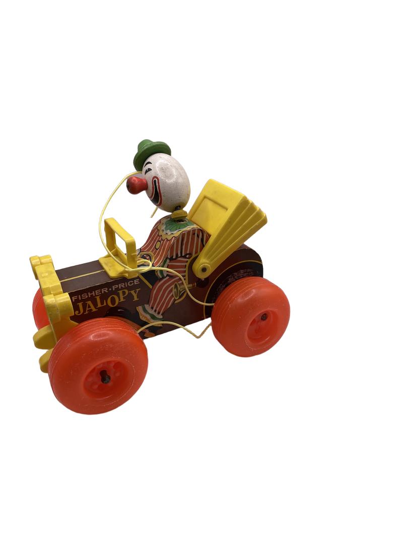 Preloved Vintage Jalopy Clown Car Pull Toy - Fisher Price - Toys