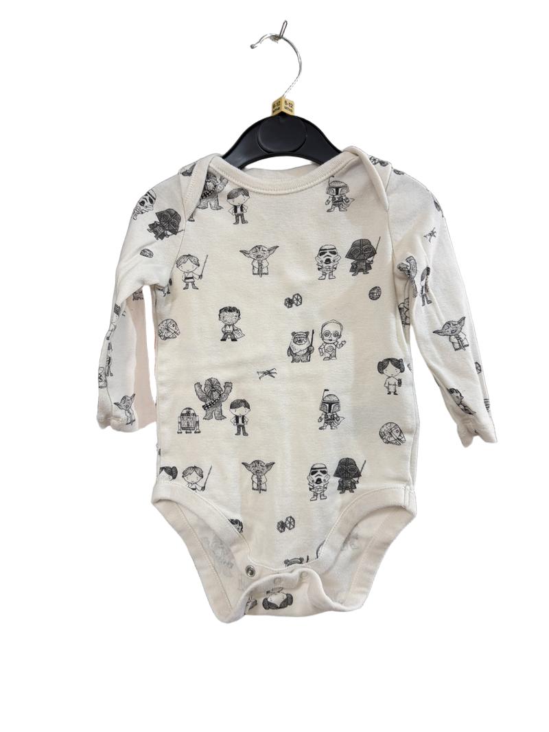 Preloved Baby Gap - Cream Star Wars Print Long-sleeved Bodysuit Top (6-12m)