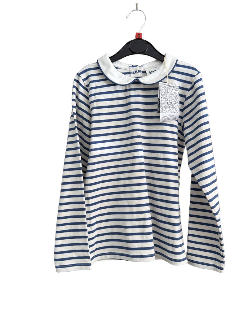 Preloved Kite - Blue White Stripe Peter Pan Collar Shirt, 8y, NEW With Tags (8-9y, 7-8y)