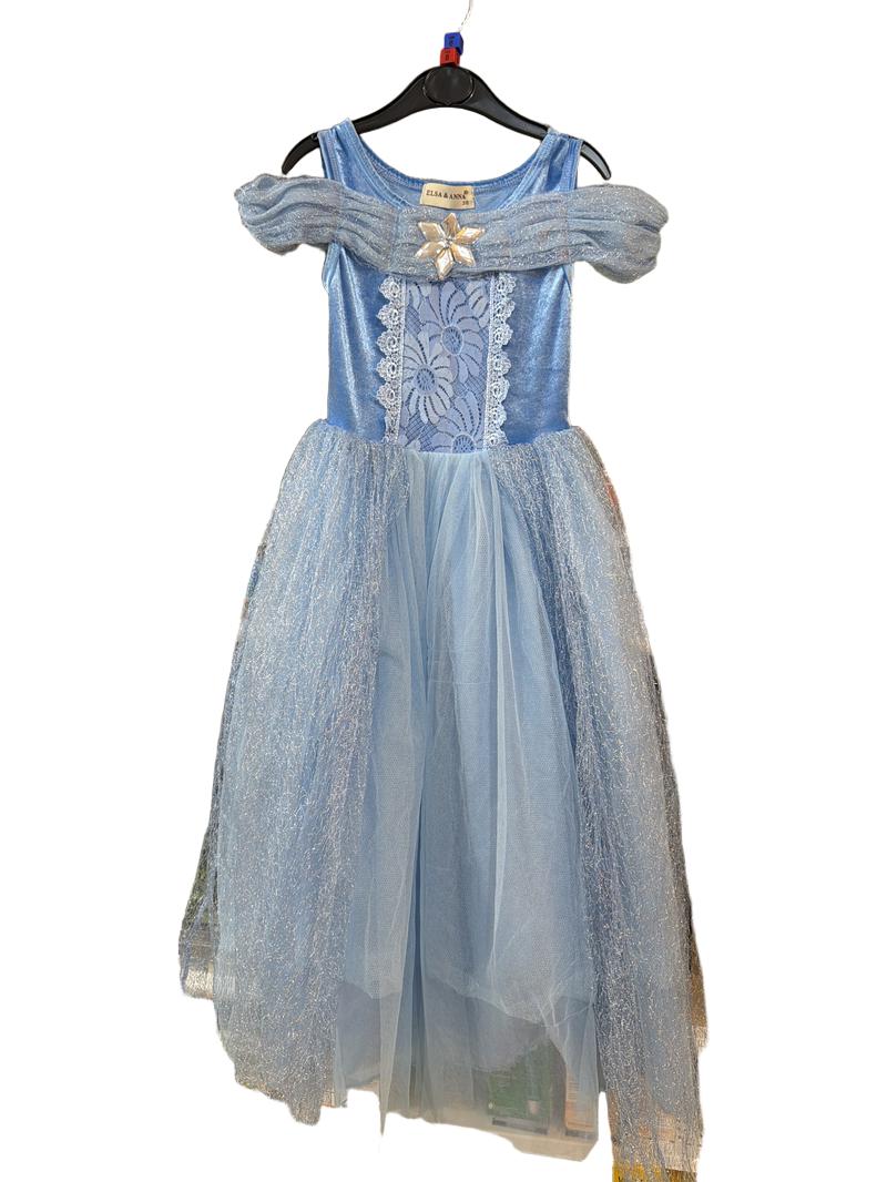Preloved Elsa & Anna - Blue Sparkle Elsa Princess Gown Dress (6-7y, 7-8y, 8-9y, 5-6y)