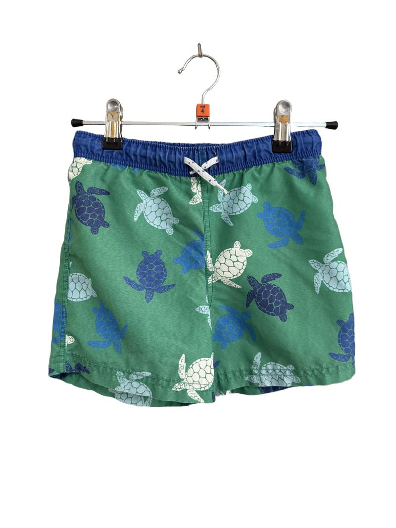 Preloved Boden - Green Blue Turtle Print Swim Trunks Shorts (4-5y)