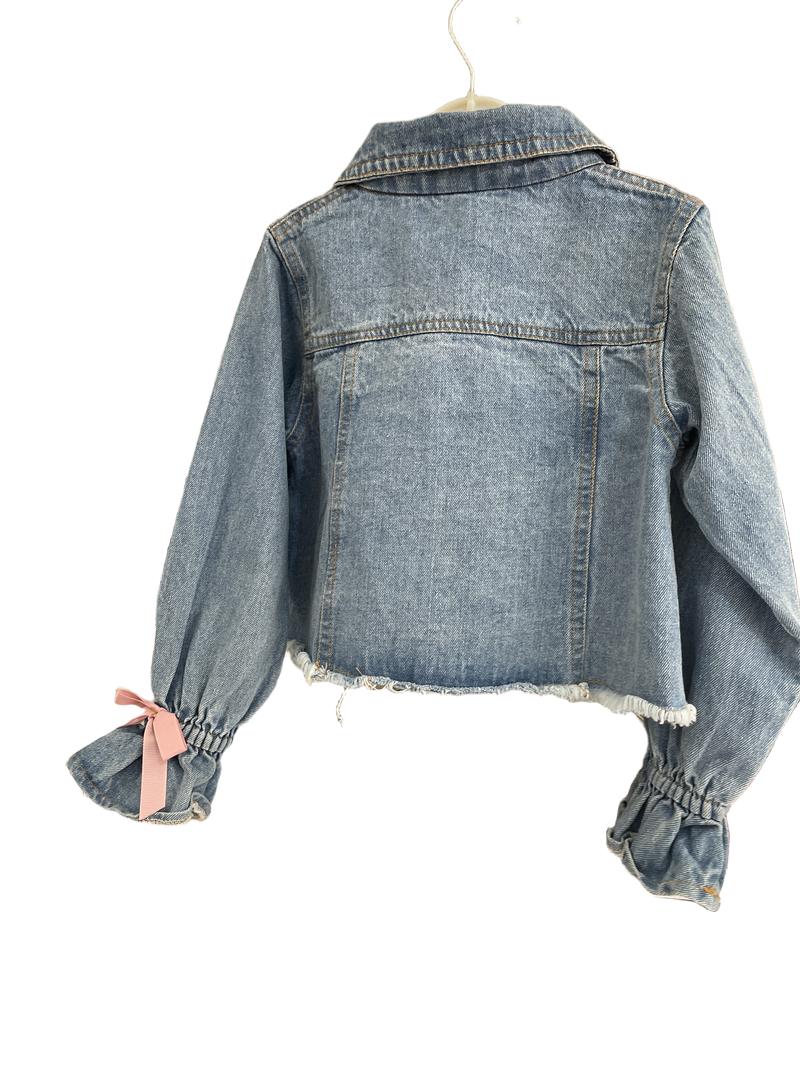 Preloved Fukangw - Denim Jacket With Pineapple Appliques, XL (6-7y)