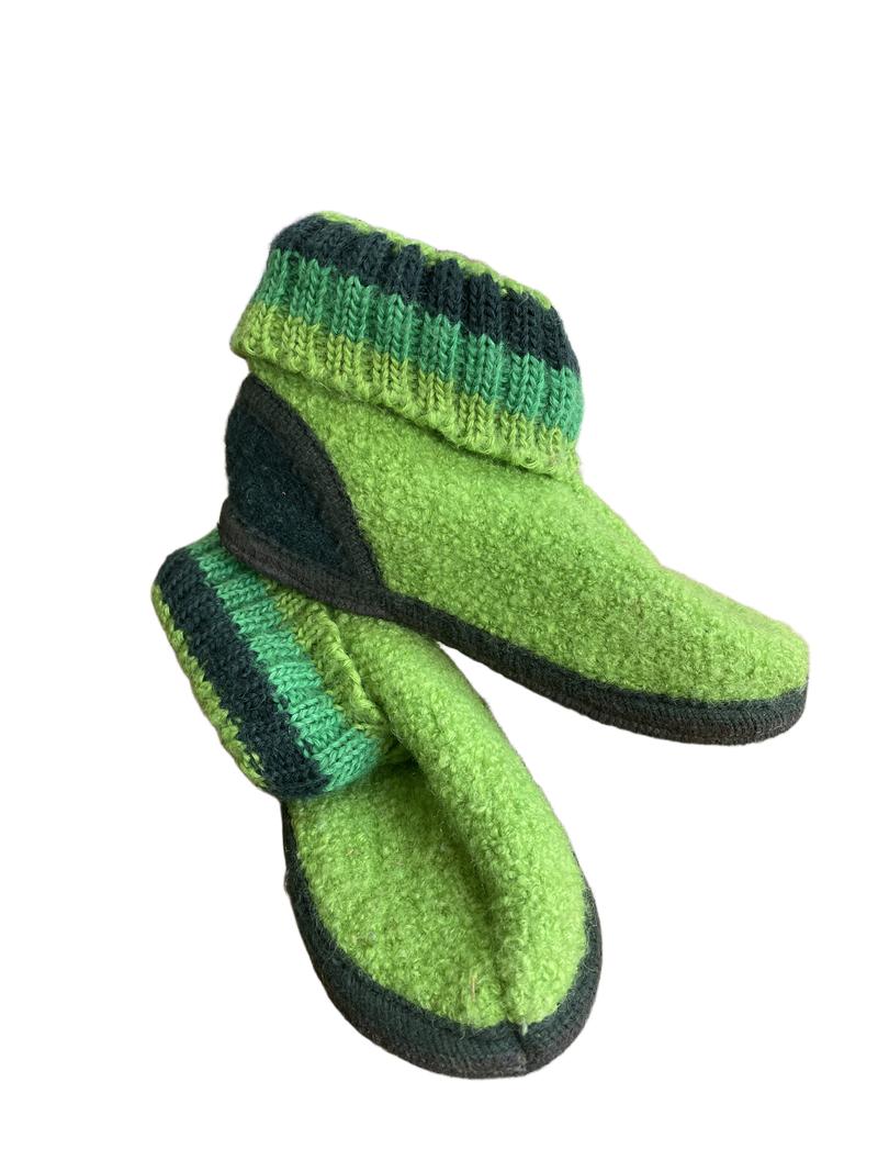 Preloved Haflinger - Green Wool House Shoes Booties Slippers (10.5 UK, 11 UK)