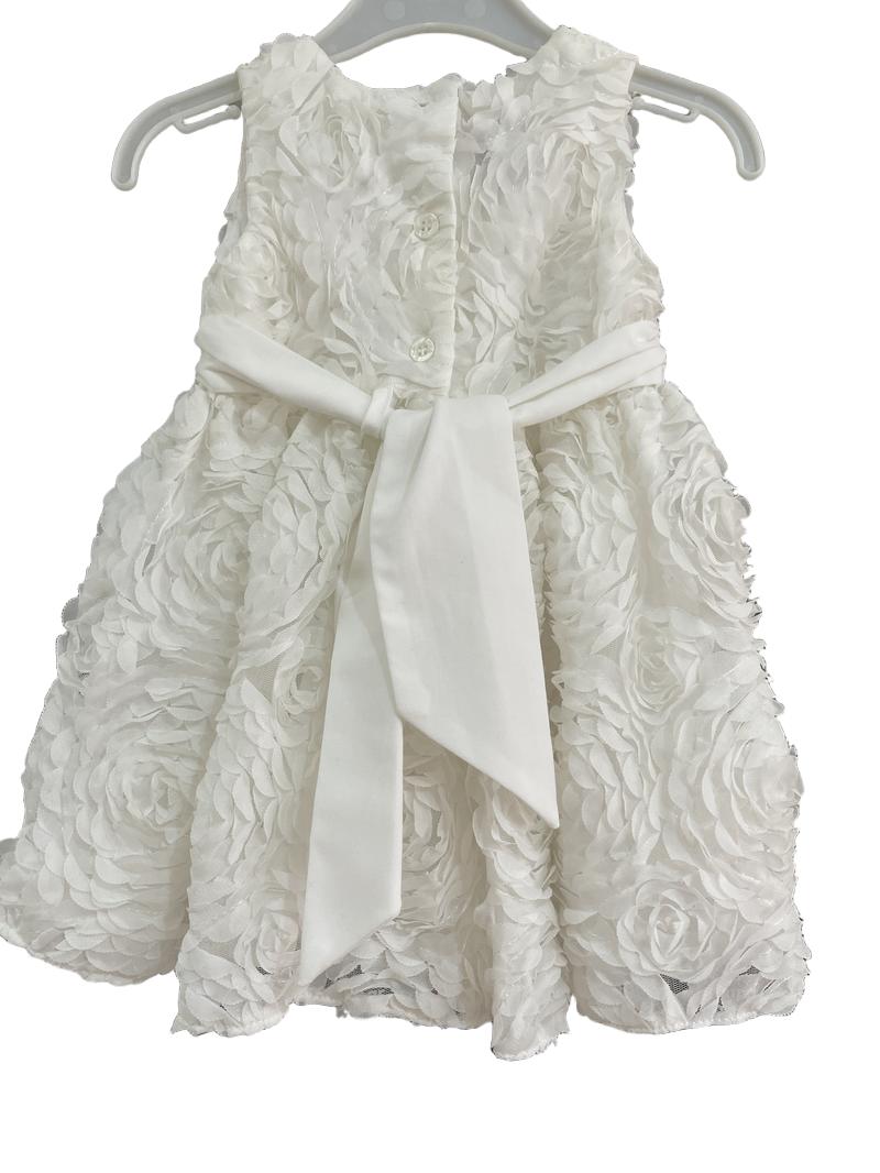 Preloved Baker Baby - White Textured Flower Dress (6-9m) - Dress
